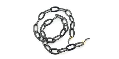 Valrose ACE927 Acetate Black Chains With Long Oval Links
