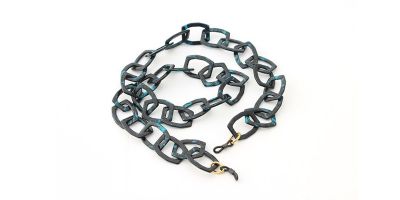 Valrose ACE958 Acetate Blue Marble Chains With Octagonal Links